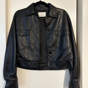 Wilfred Black Leather Jacket (Ganna Cropped)